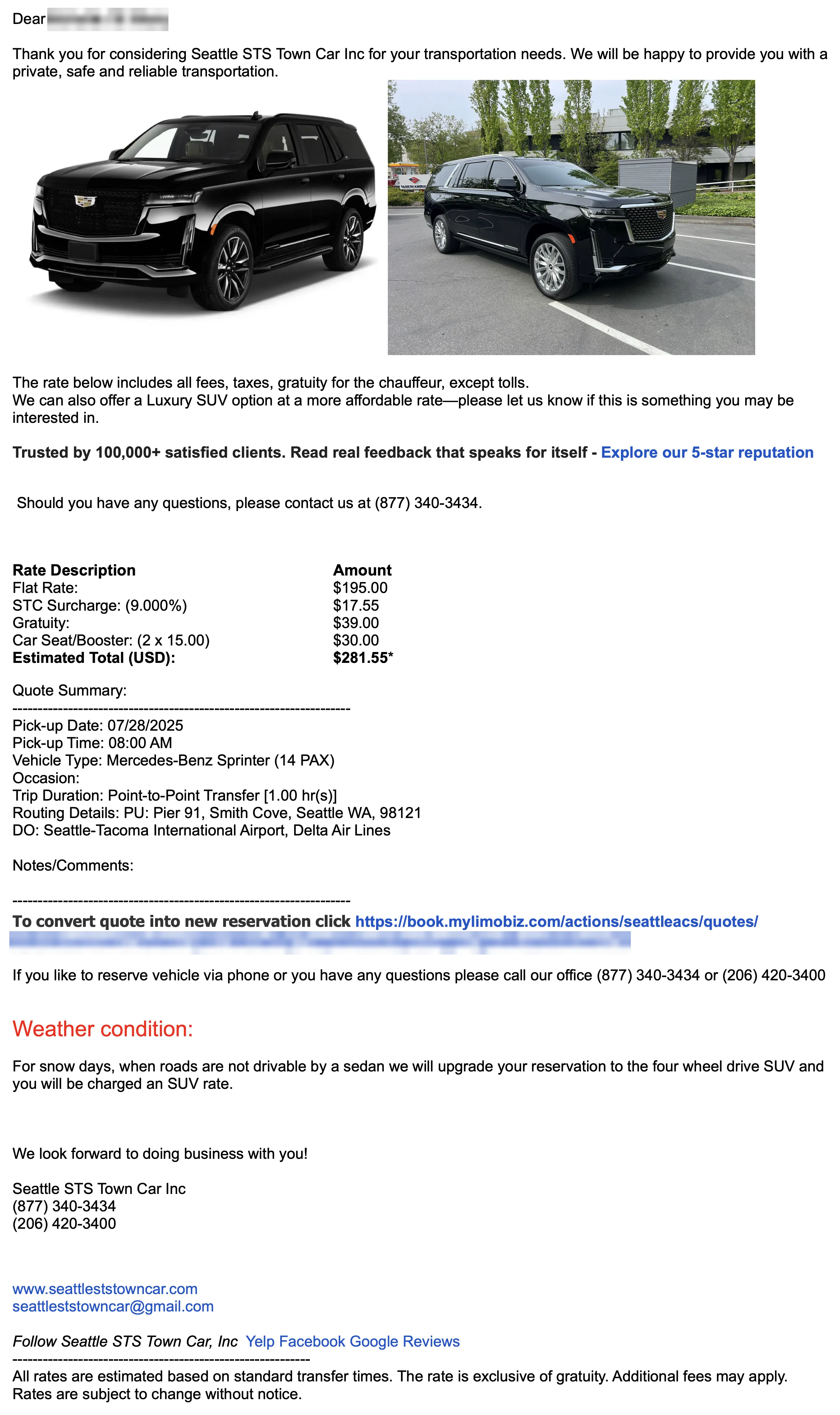 The v0 quote email, top to bottom. Open full size.